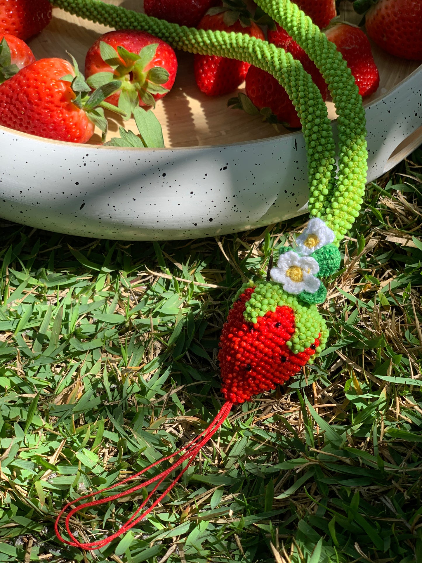 Strawberry Crochet Phone Chain